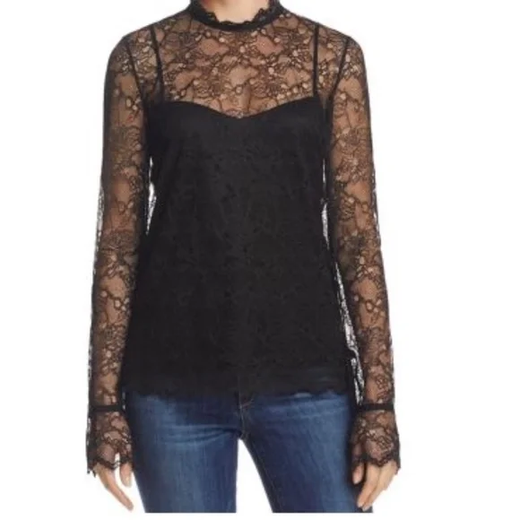 THEORY  Sheer Lace Top - Picture 2 of 8
